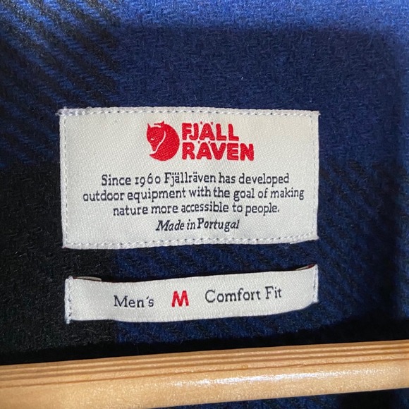 Fjallraven Buffalo Plaid Flannel Shirt Jacket Blue Black Snap Mens Medium - Picture 3 of 8